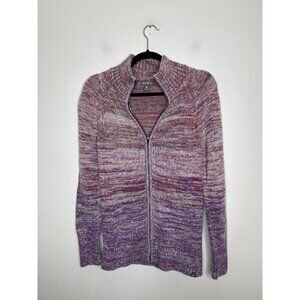 Eddie Bauer Women’s Full Zip Long Sleeve Pullover Sweater Pink Ombre Size Small